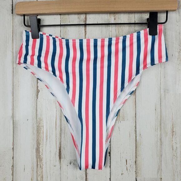 Zaful Striped Bikini Swimsuit Bottoms Size 4 - Picture 1 of 8